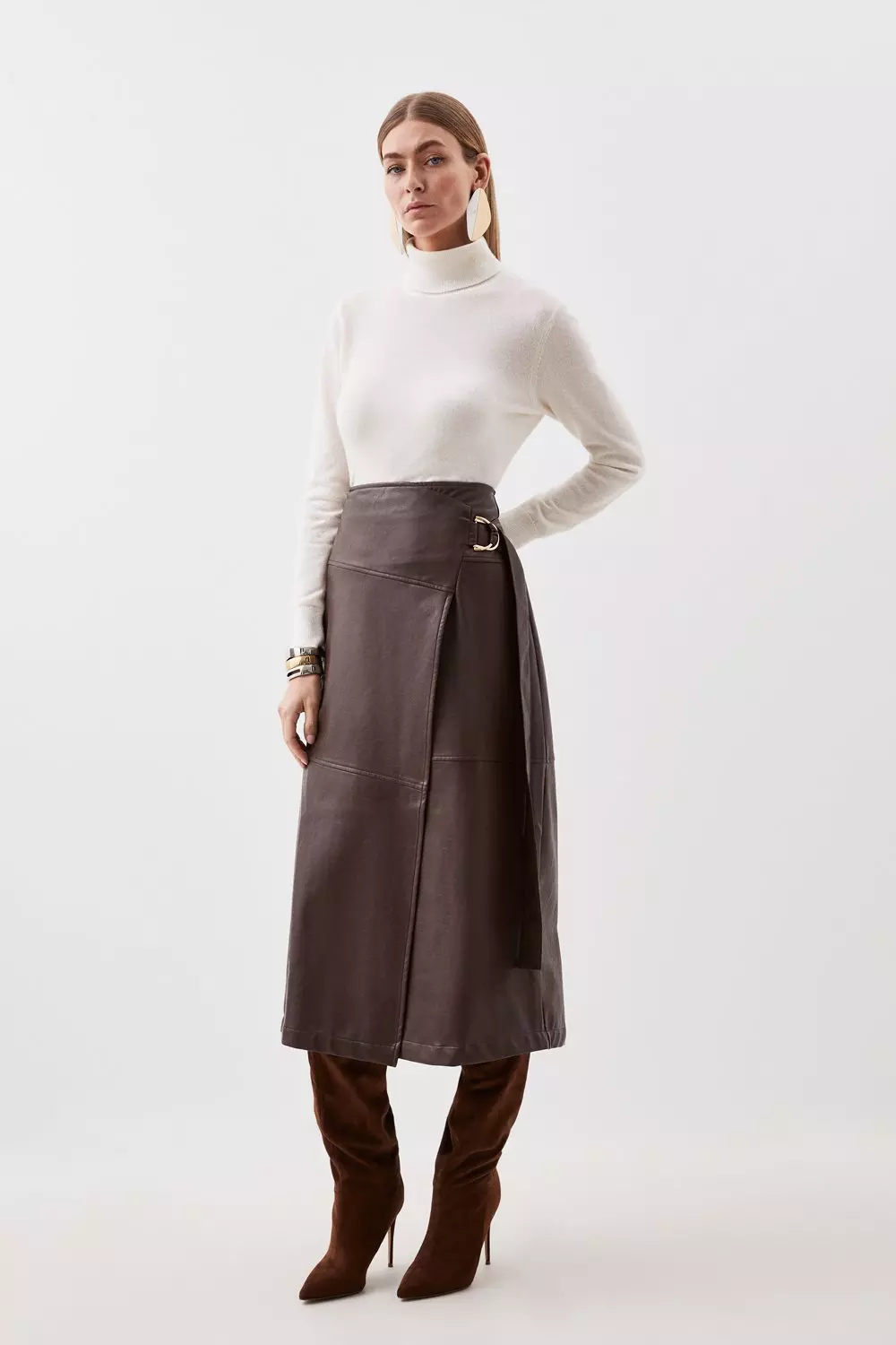スカート [MARRON EDITION] Nylon Midi Skirt ZW COLLECTION MIDI SKIRT - Brown | ZARA United States