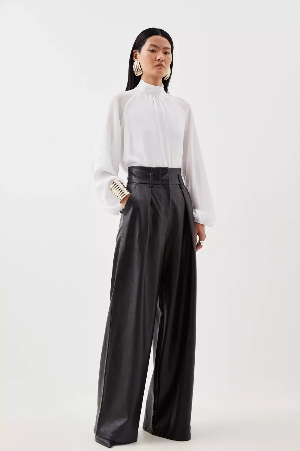 Womens high waisted leather pants sales
