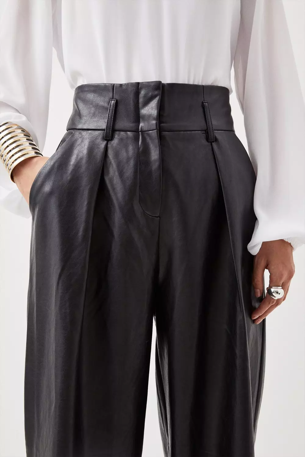 Faux high waisted leather pants best sale