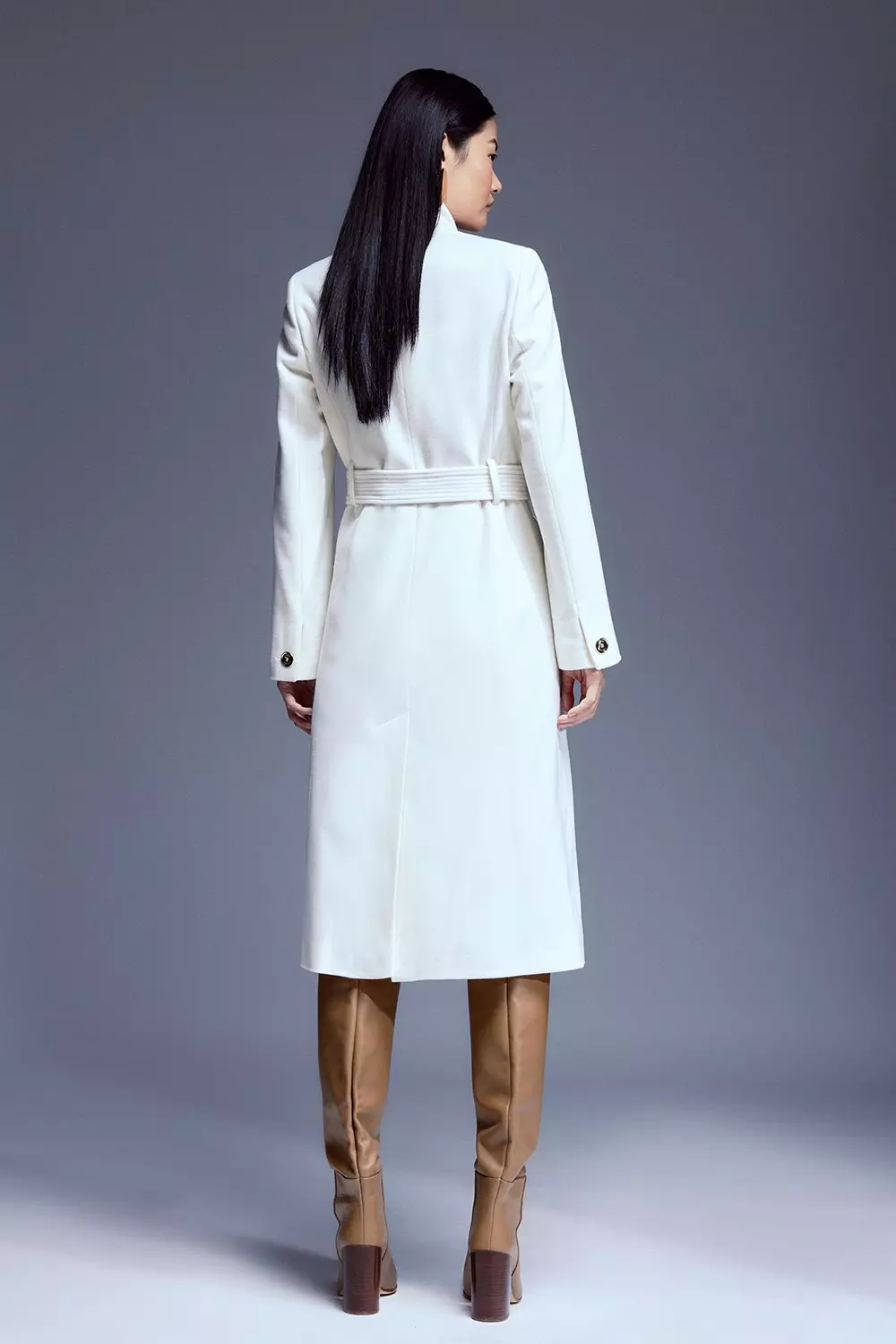 Italian Manteco Wool Forever Notch Neck Midi Coat | Karen Millen