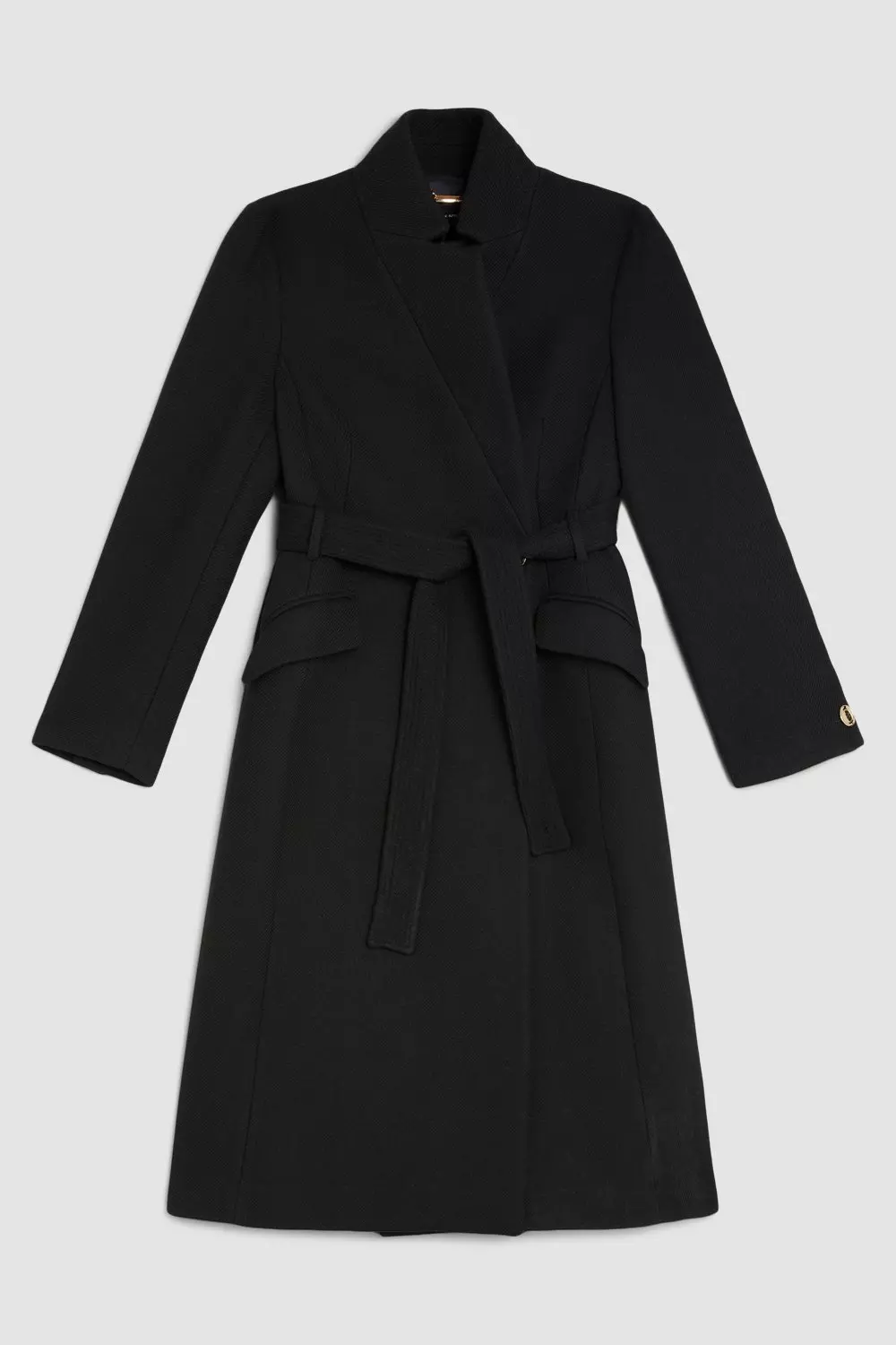 KAREN MILLEN カラーコート イタリア産ウール ベルト Ｖネック KAREN MILLEN カラーコート イタリア産ウール ベルト Vネック