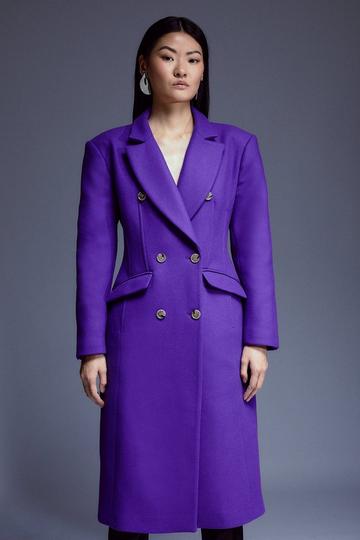 Petite Italian Wool Hourglass Coat purple