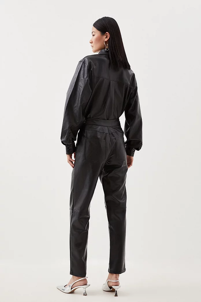 Faux Leather 5 Pocket Western Straight Leg Pants | Karen Millen Faux Leather 5 Pocket Western Straight Leg Pants | Karen Millen