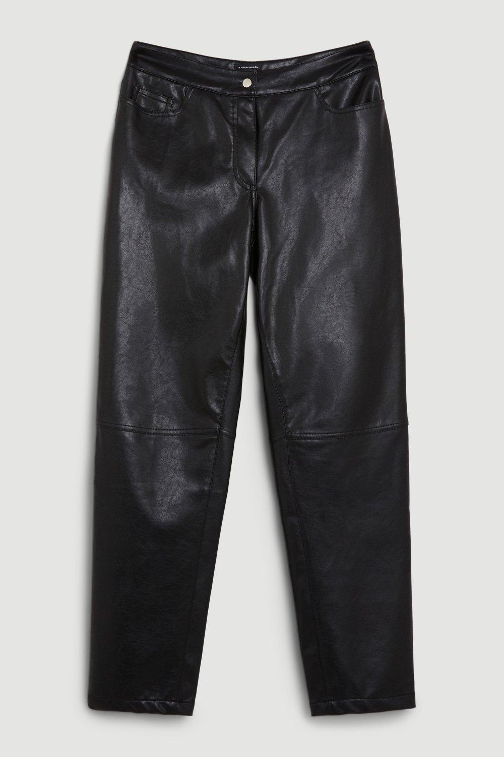 Faux Leather 5 Pocket Western Straight Leg Pants | Karen Millen