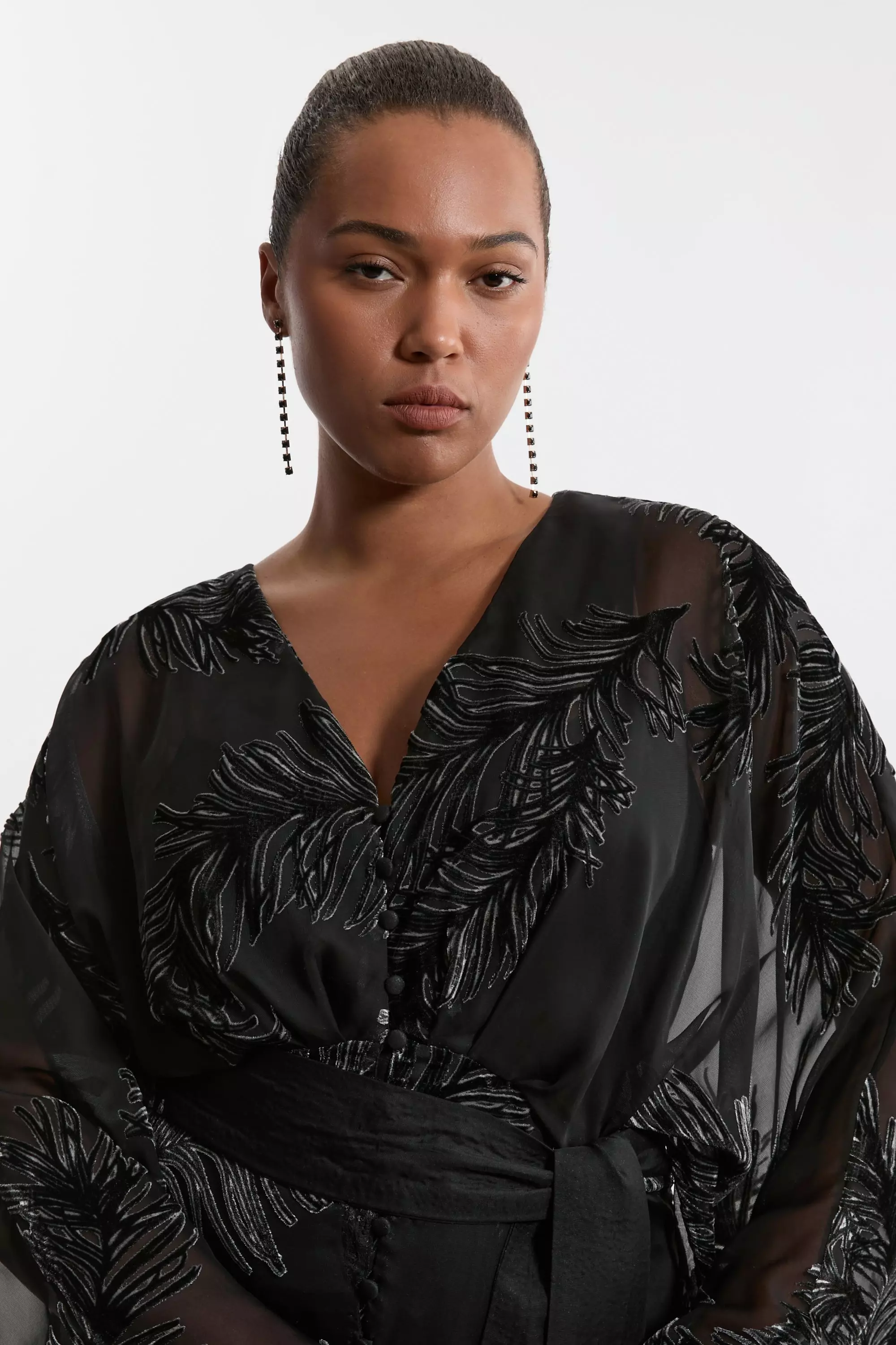 Plus Size Feather Devore Woven Kimono Maxi Dress Karen Millen