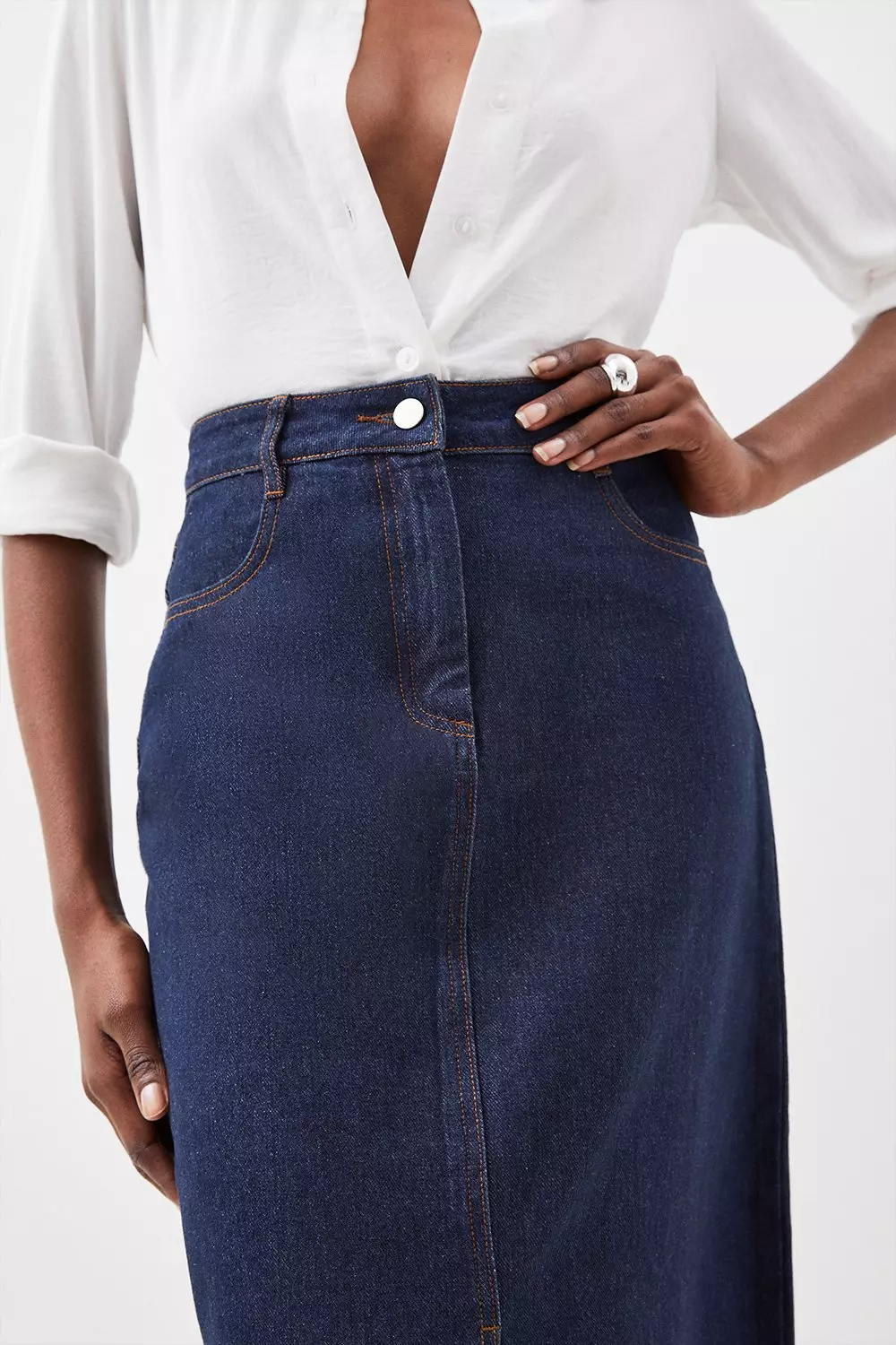 Denim pencil skirt maxi best sale