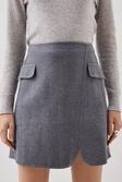 Tailored Double Faced Wool Blend Pocket Detail Mini Wrap Tailored Double Faced Wool Blend Pocket Detail Mini Wrap