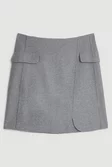 Tailored Double Faced Wool Blend Pocket Detail Mini Wrap Tailored Double Faced Wool Blend Pocket Detail Mini Wrap