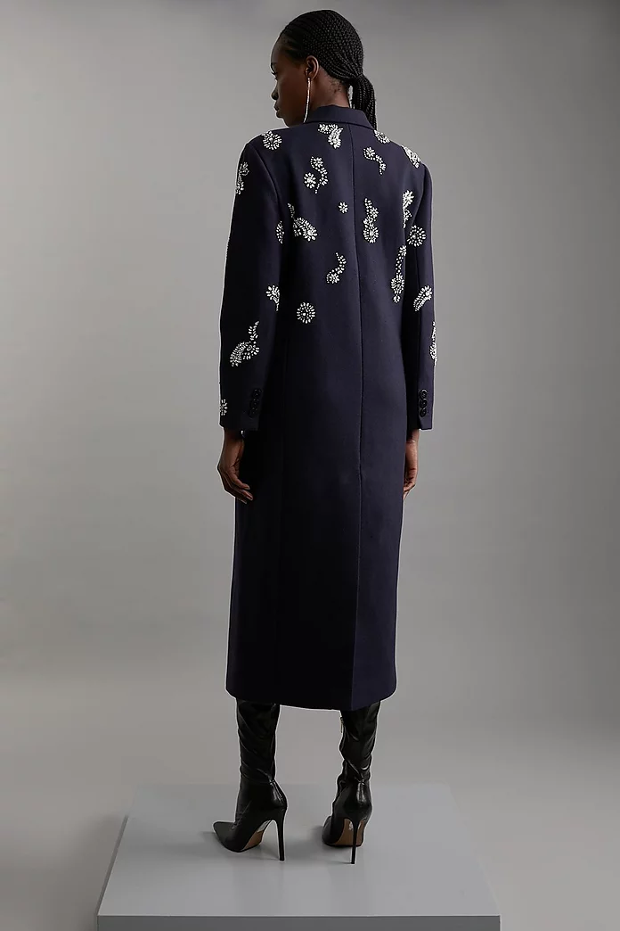 Tailored Wool Blend Embellished Maxi Coat | Karen Millen Tailored Wool Blend Embellished Maxi Coat | Karen Millen