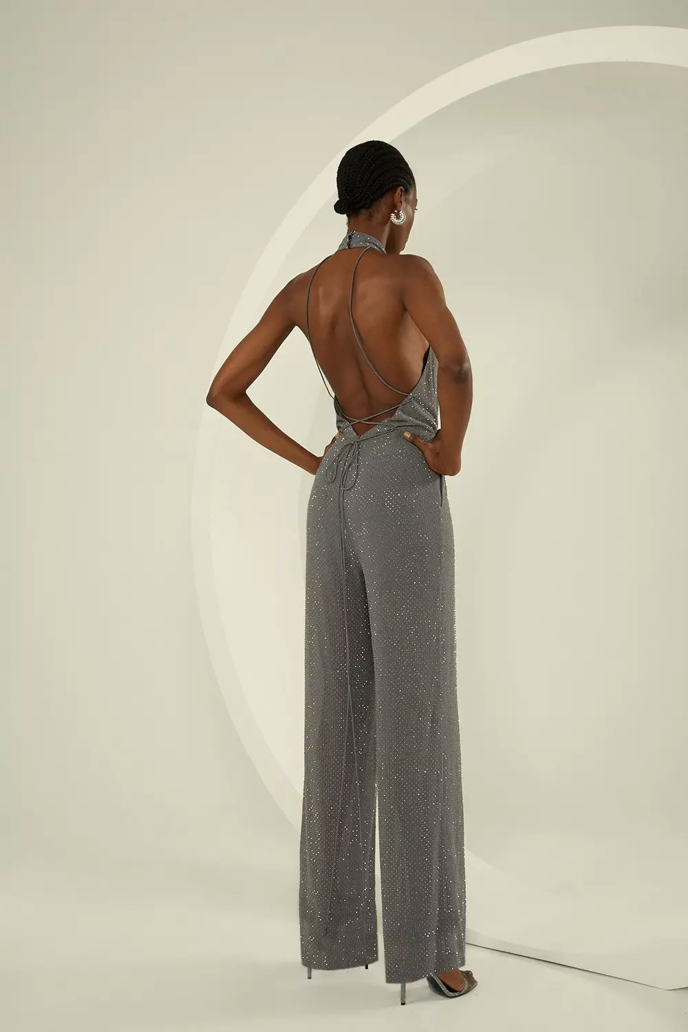 Embellished Keyhole Wide Leg Woven Jumpsuit Karen Millen