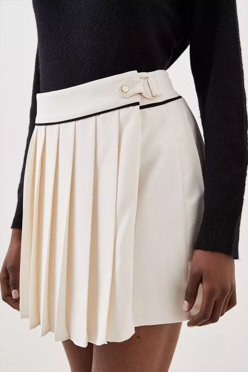 Soft Tailored Tab Detail Pleated Mini Skirt Karen Millen
