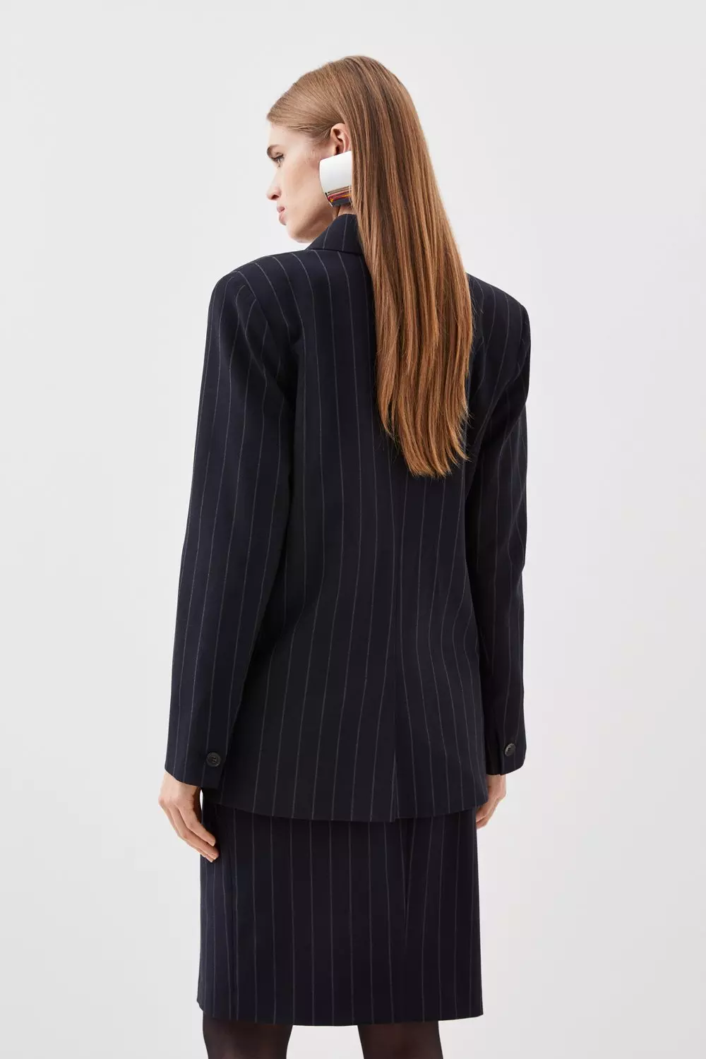 英国【Karen Millen】花柄フルスカートダブルブレストジャケット High Shine Leather Tailored Jacket | Karen Millen