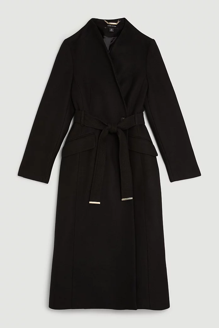 Italian Manteco Wool Blend High Neck Belted Midaxi Coat Italian Manteco Wool Blend High Neck Belted Midaxi Coat