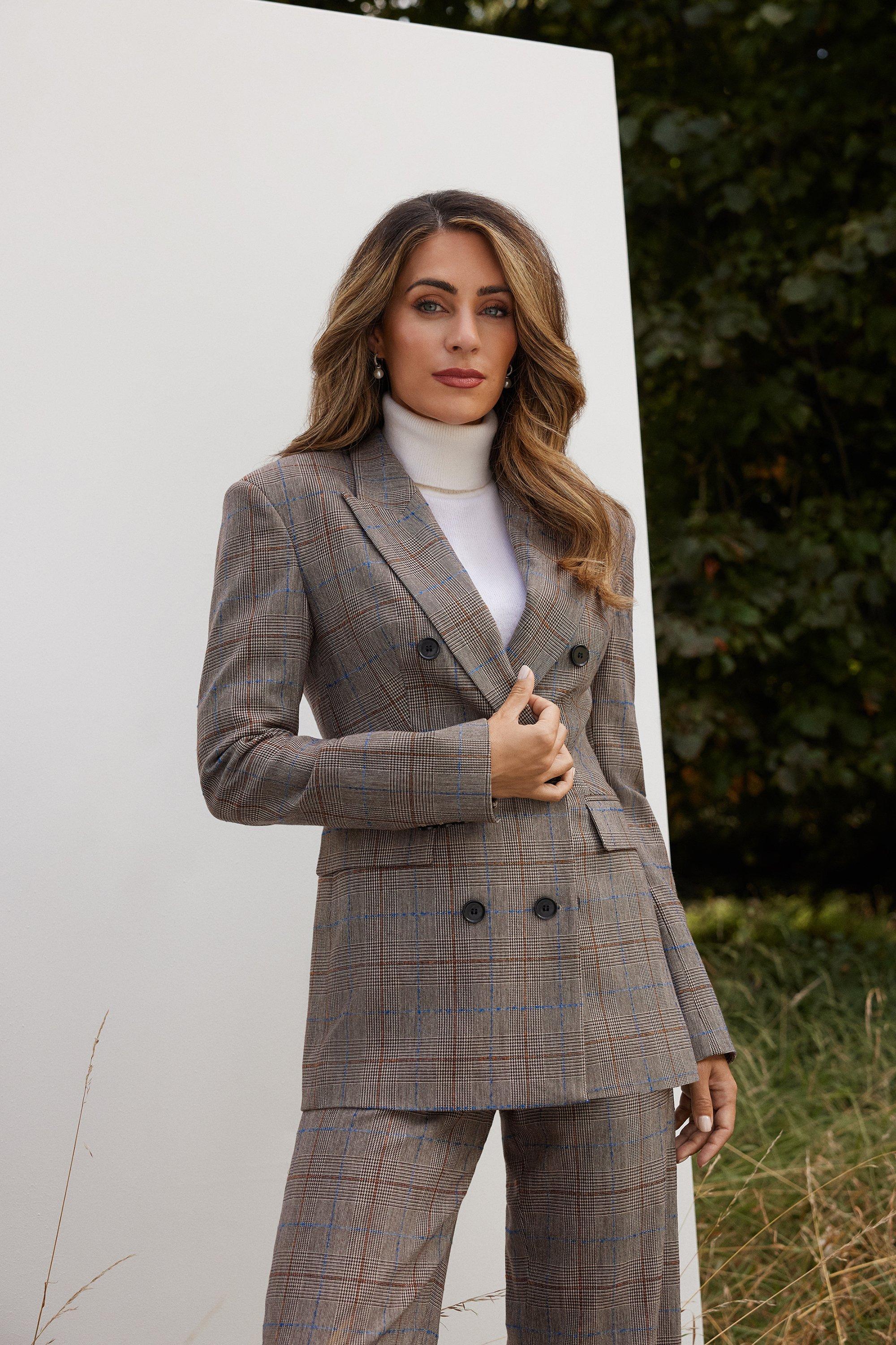 Multi Lydia Millen Tailored Check Double Breasted Blazer 