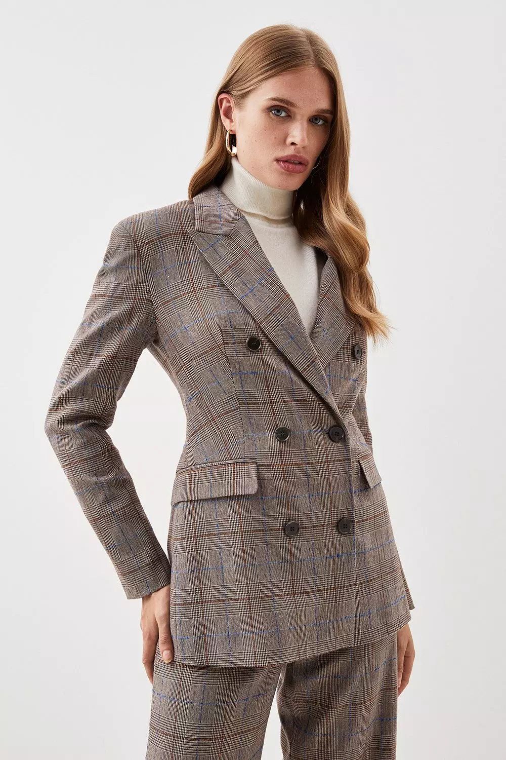 Lydia Millen Tailored Check Double Breasted Blazer | Karen Millen