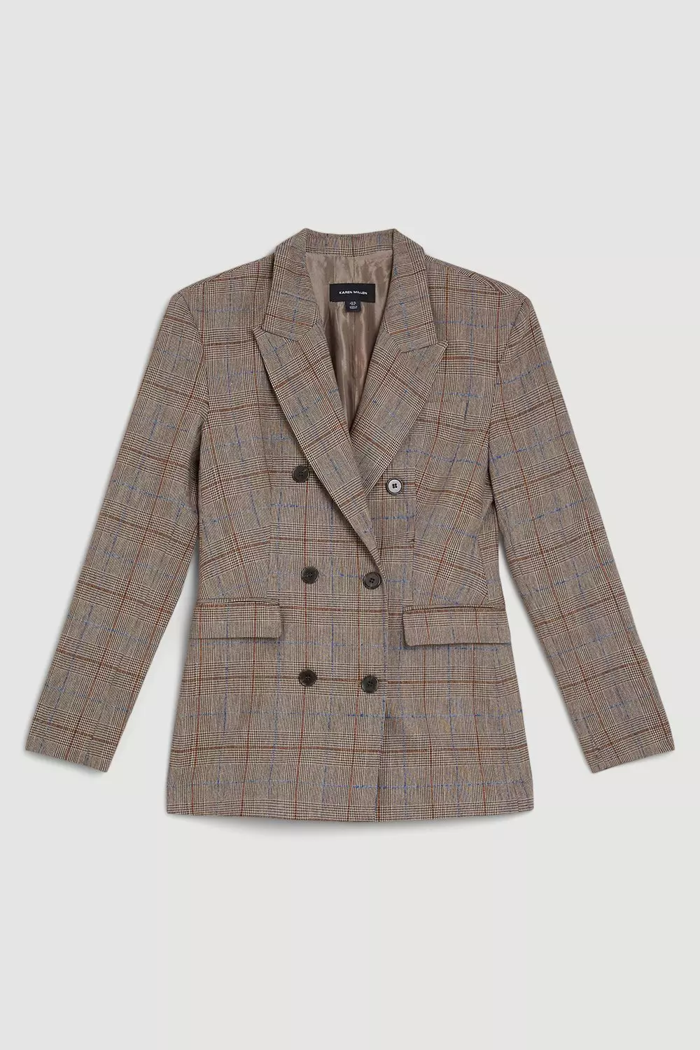 【Karen Millen】ヘリンボーン シングル テーラード ブレザー The Founder Herringbone Tailored Embellished Blazer | Karen