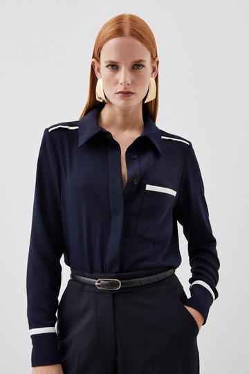 Soft Tailored Pocket Detail Shirt navy