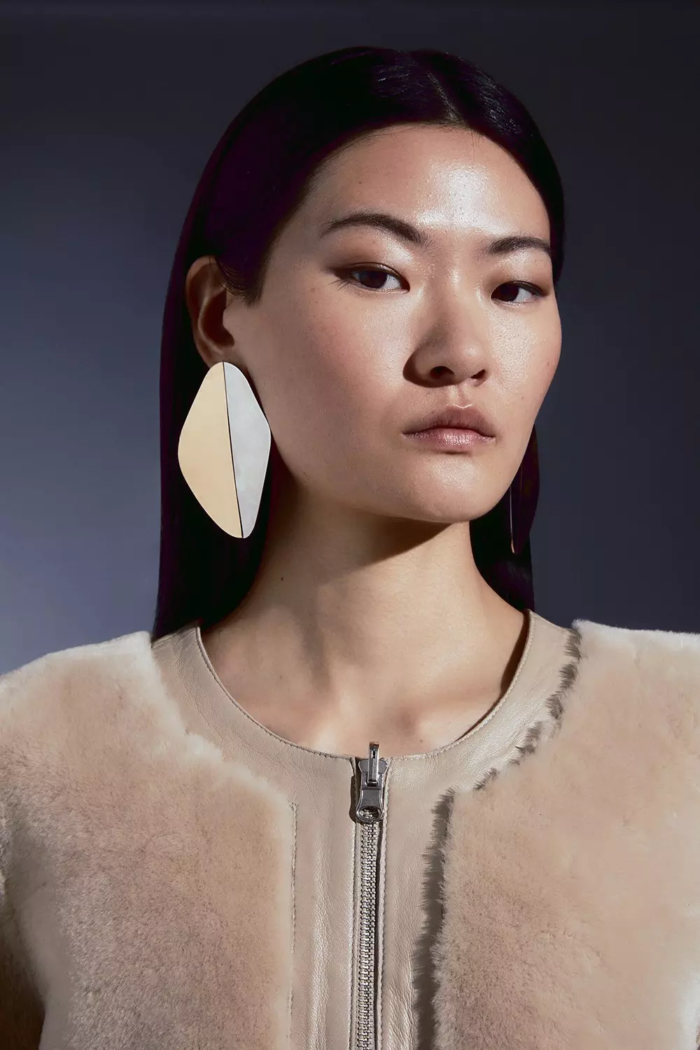 Reversible Shearling Collarless Jacket | Karen Millen