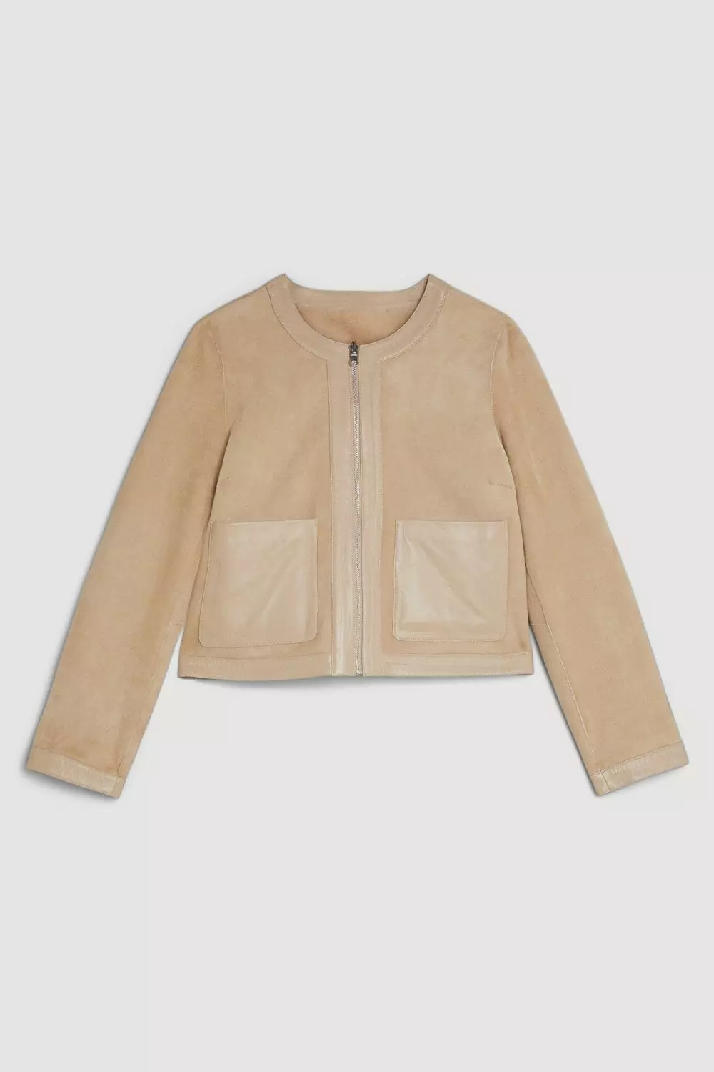 Reversible Shearling Collarless Jacket | Karen Millen