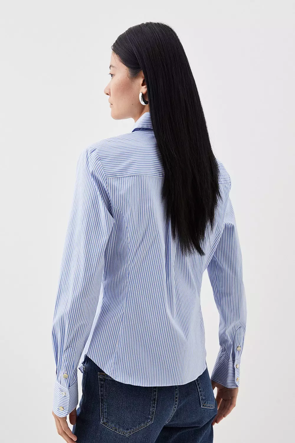 Stripe Tailored Frill Detailed Bib Shirt  alternative image
