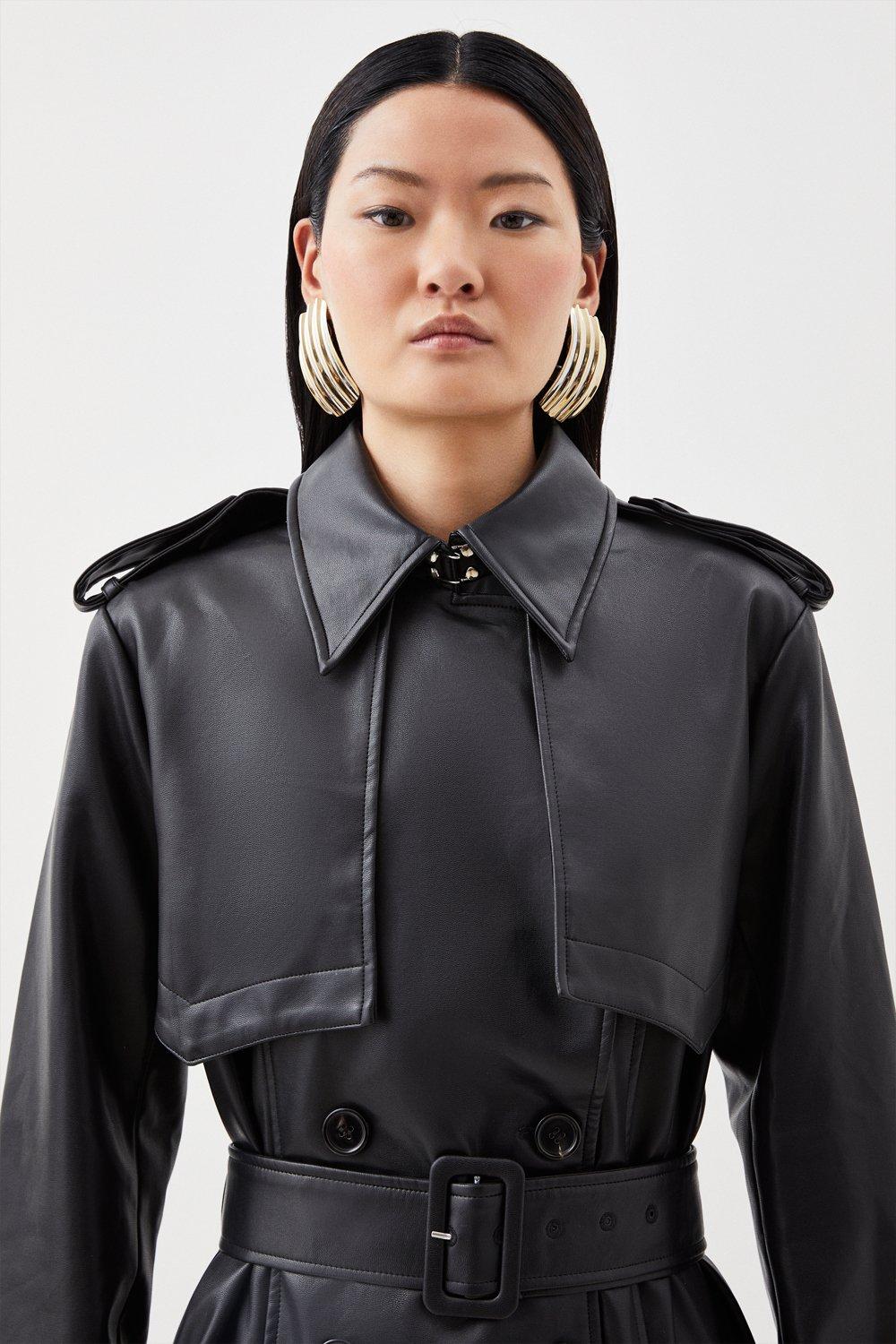 Ferragamo belted leather trench coat - Black