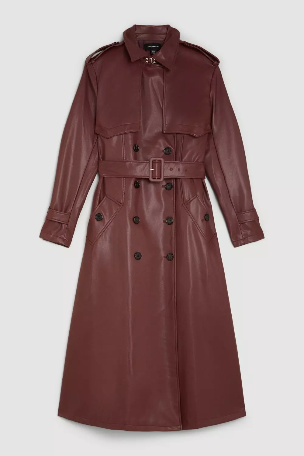 Karen millen longline leather trench coat best sale