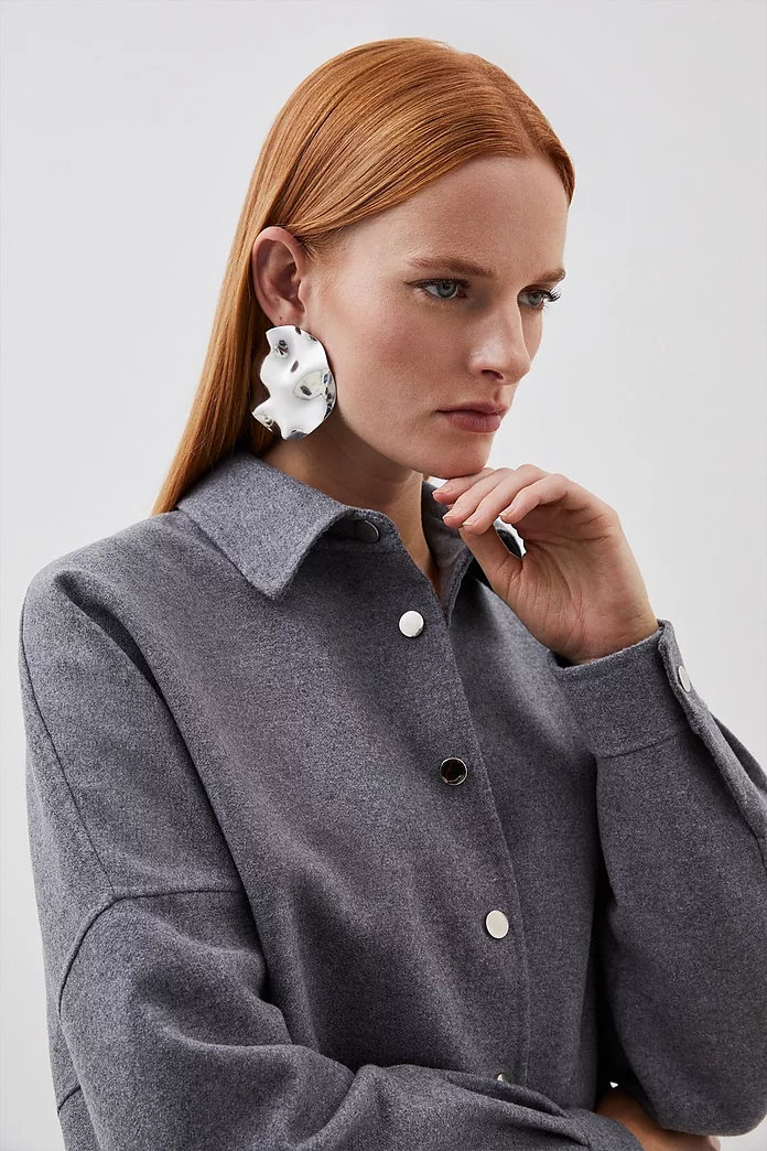 Tailored Splittable Wool Blend Shirt Jacket | Karen Millen Tailored Splittable Wool Blend Shirt Jacket | Karen Millen