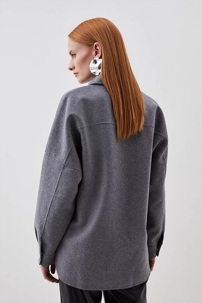 Tailored Splittable Wool Blend Shirt Jacket | Karen Millen Tailored Splittable Wool Blend Shirt Jacket | Karen Millen