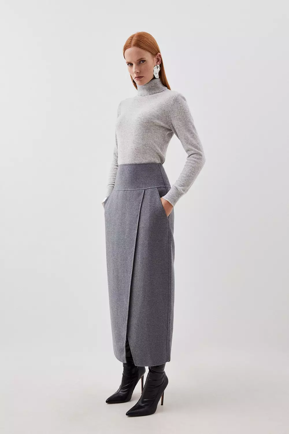 Grey wool skirt hotsell