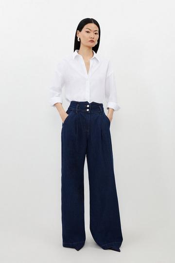 Denim Wide Leg Trousers indigo