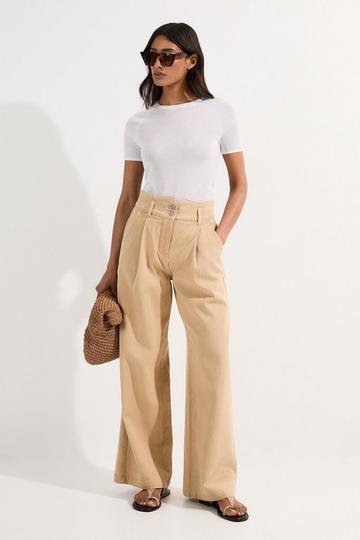 Denim Wide Leg Trousers stone