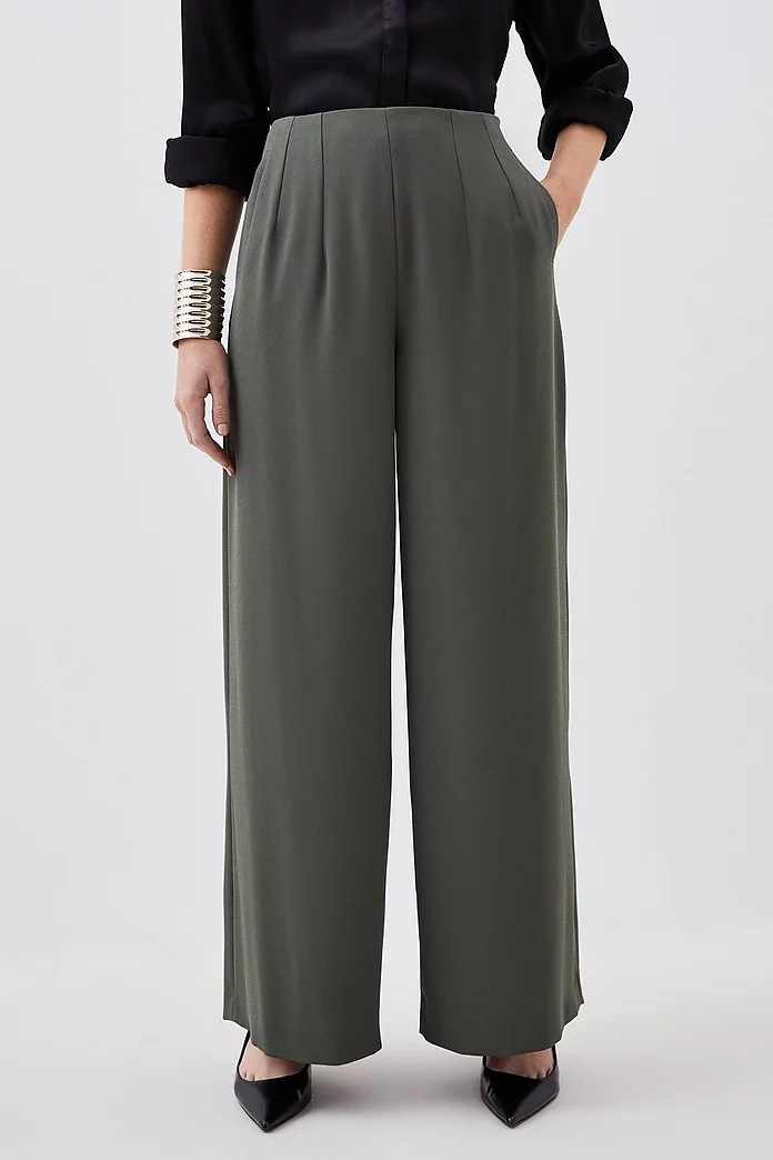 Tailored Dart Detail Waistband Wide Leg Pants | Karen Millen Tailored Dart Detail Waistband Wide Leg Pants | Karen Millen