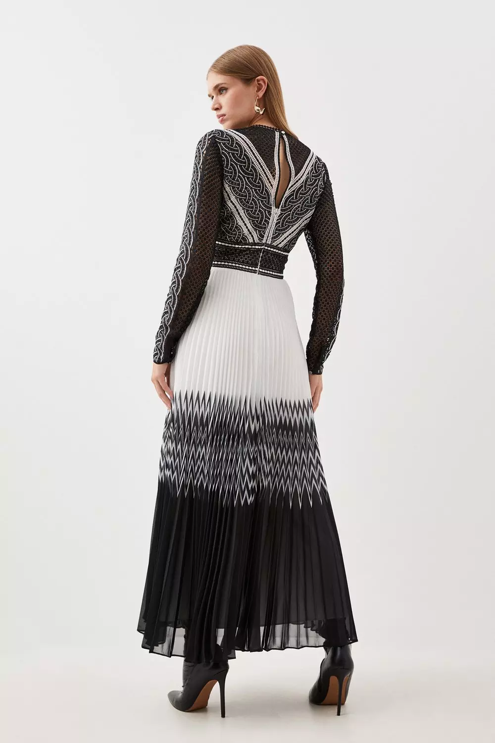 Petite Guipure Lace Satin Woven Maxi Dress | Karen Millen