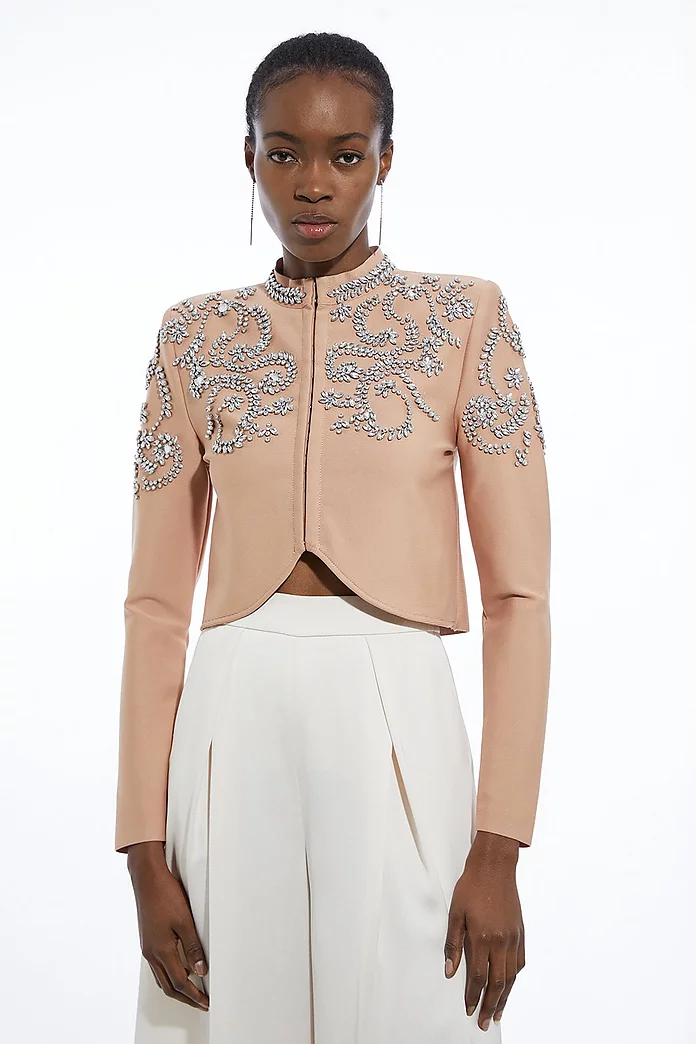 Figure Form Bandage Embellished Knit Jacket | Karen Millen Figure Form Bandage Embellished Knit Jacket | Karen Millen