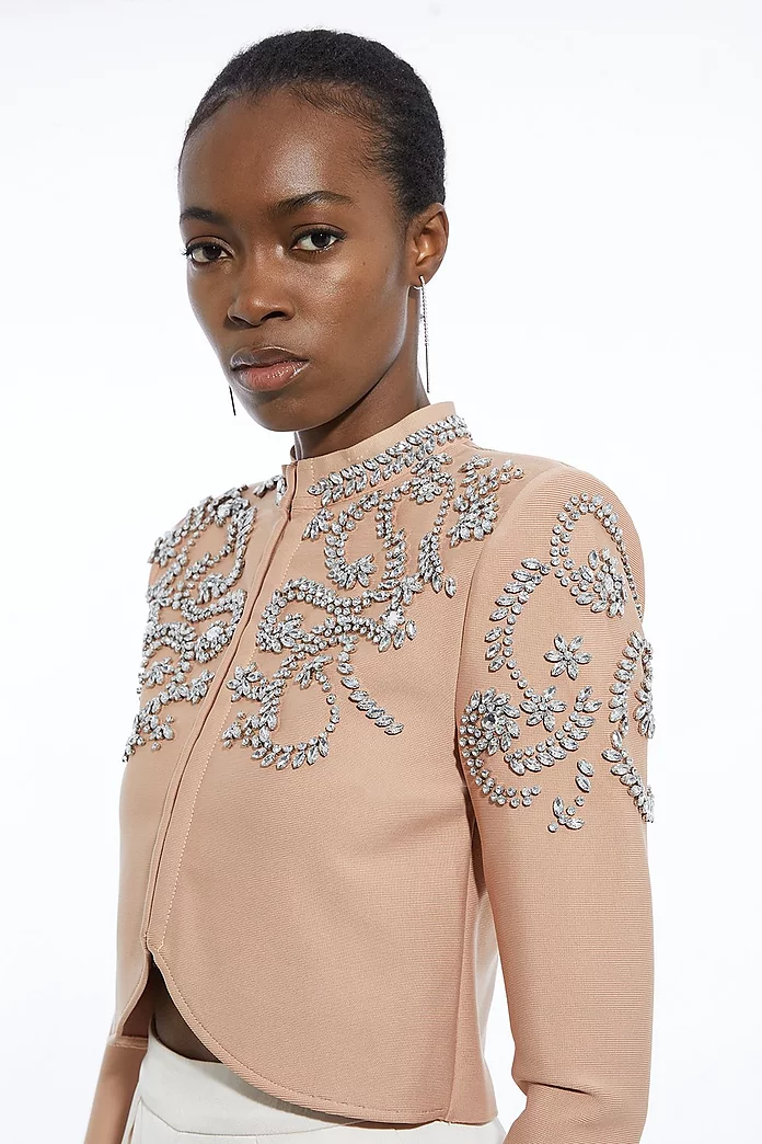Figure Form Bandage Embellished Knit Jacket | Karen Millen Figure Form Bandage Embellished Knit Jacket | Karen Millen