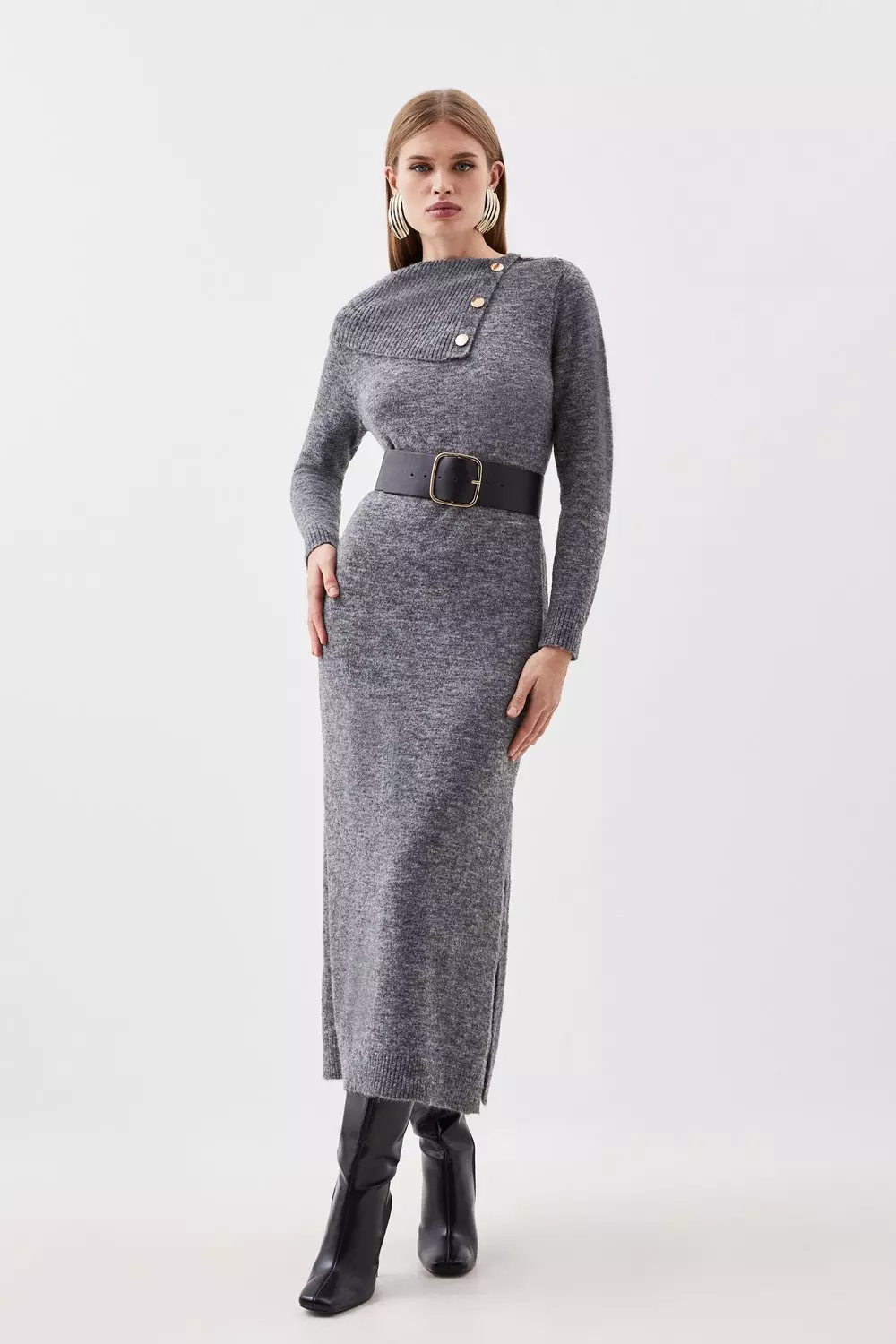 Belted Knitted deals Sweater Maxi Dress