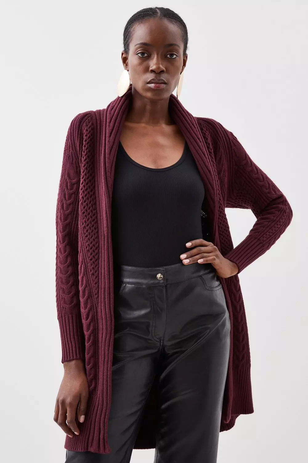 Burgundy longline cardigan best sale