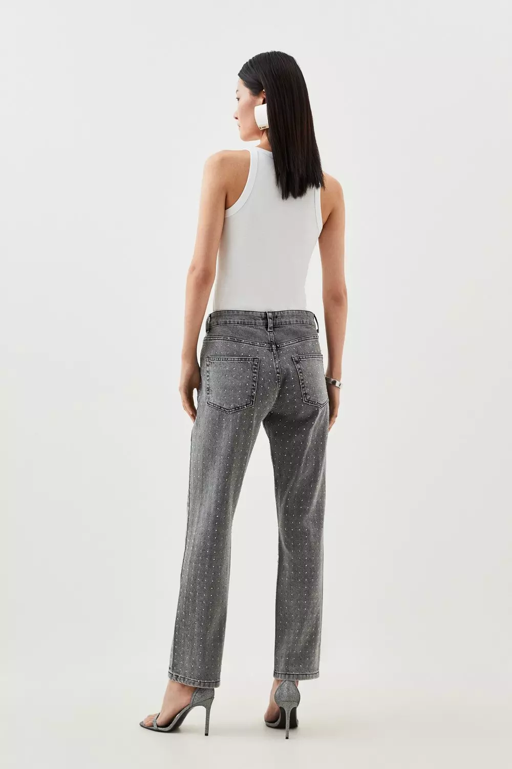 ★Karen Millen★ コルセットウエストデニムミディスカート Karen Millen】デニム ジャガード フルスカート ベルトドレス