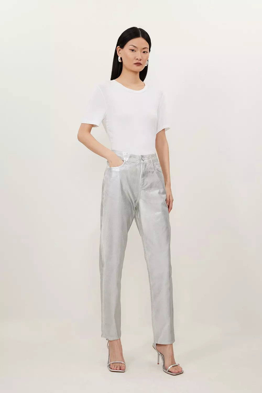 日本未入荷★Karen Millen デニムロンパース Mid Rise Wide Leg Crop Jeans | Karen Millen