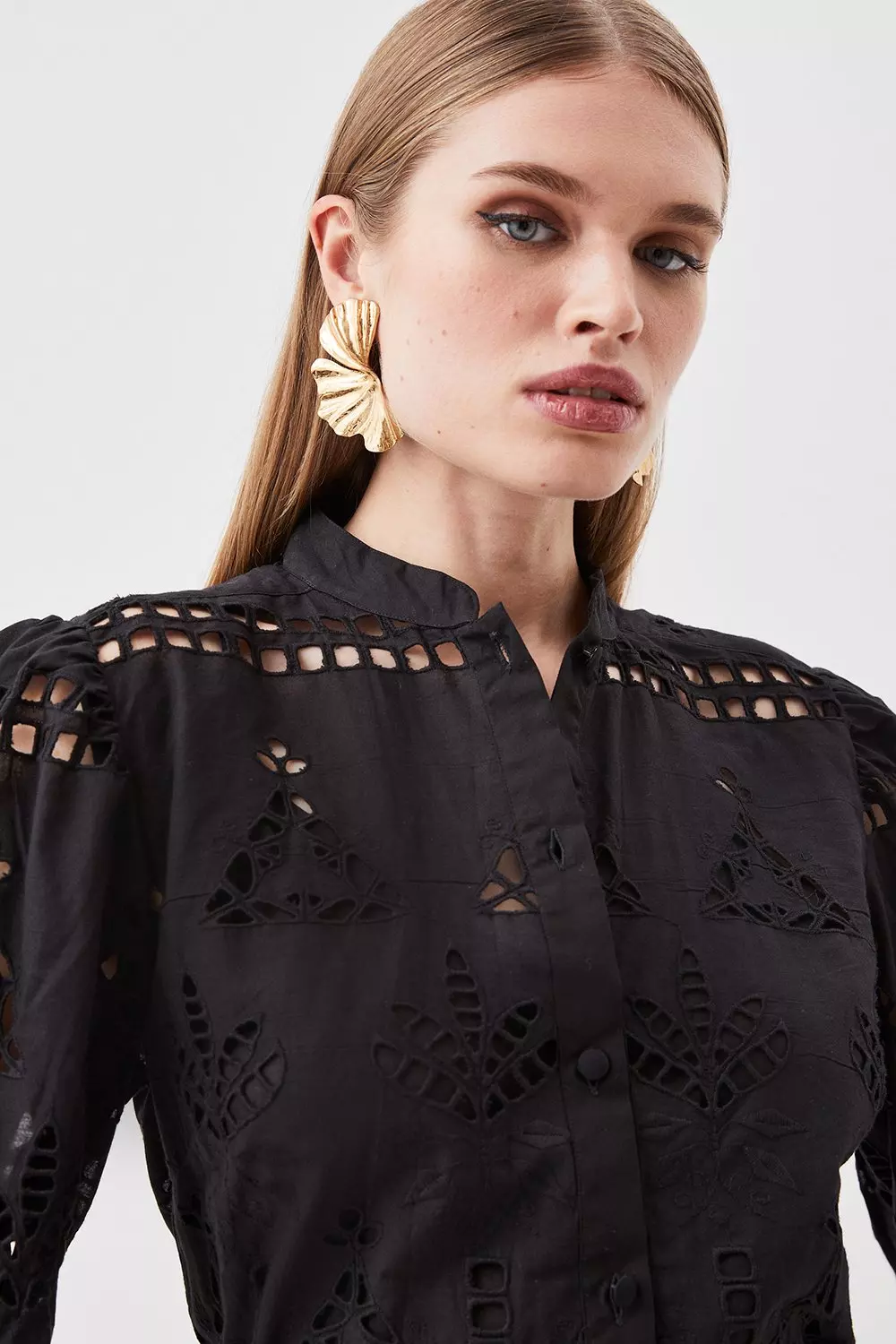 Cotton Eyelet Woven Top | Karen Millen