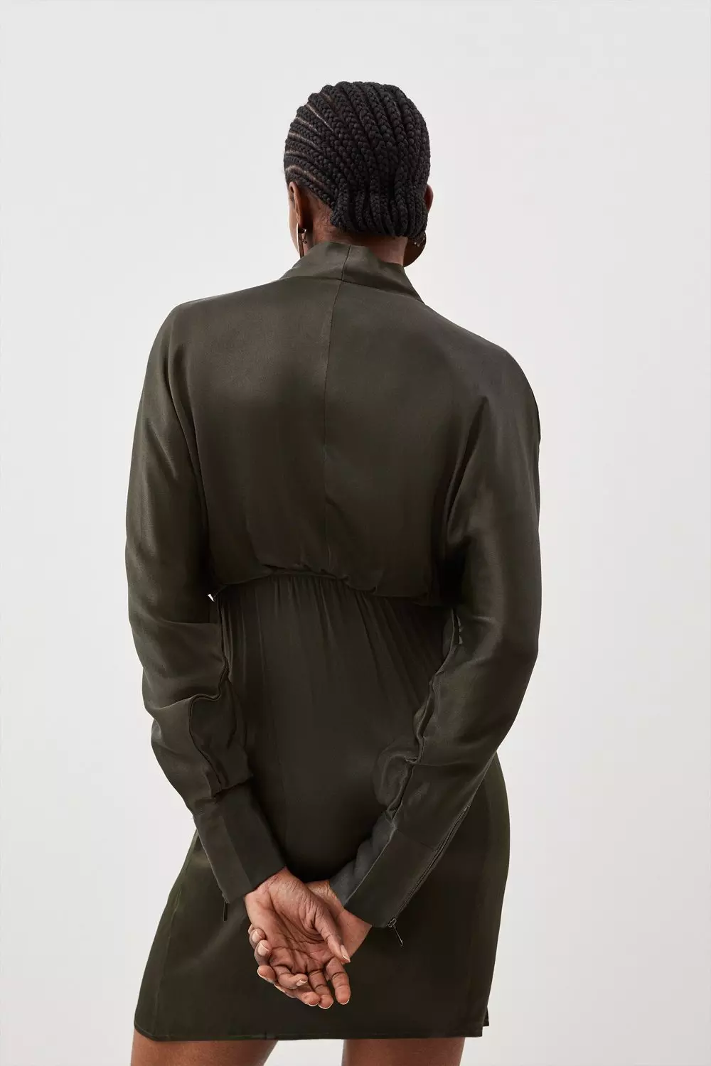 Satin Bomber Woven Mini Dress | Karen Millen