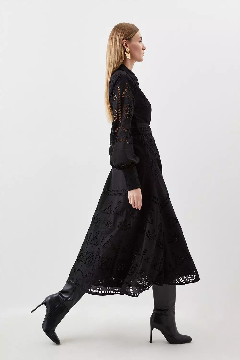 アトリエダンタン　Kobell Cotton Dress ブラック　Free Kyoto Dress In Black Cotton Linen – St Frock
