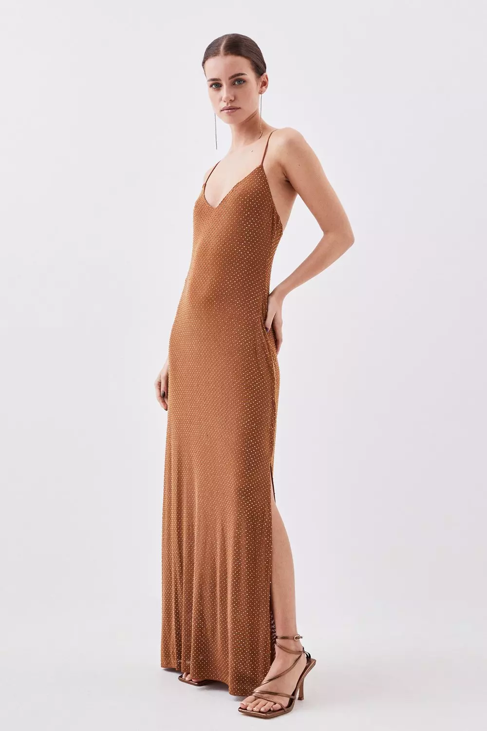 Petite Jersey Embellished Strappy Maxi Dress Karen Millen