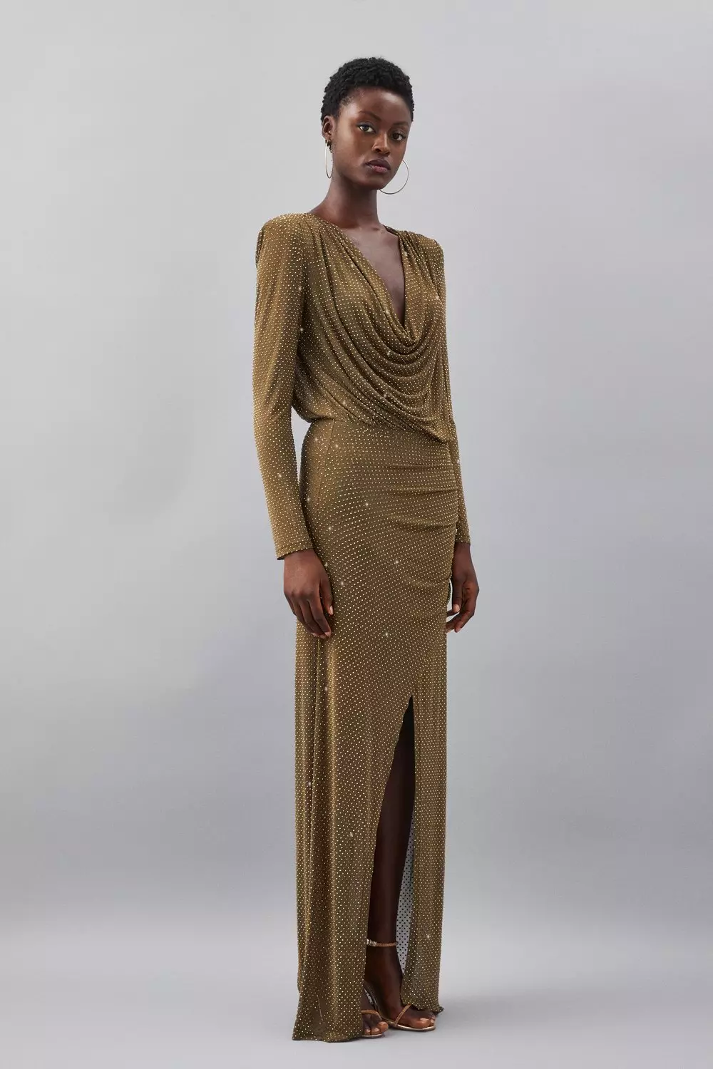 Gold sequin embellished maxi dress hotsell