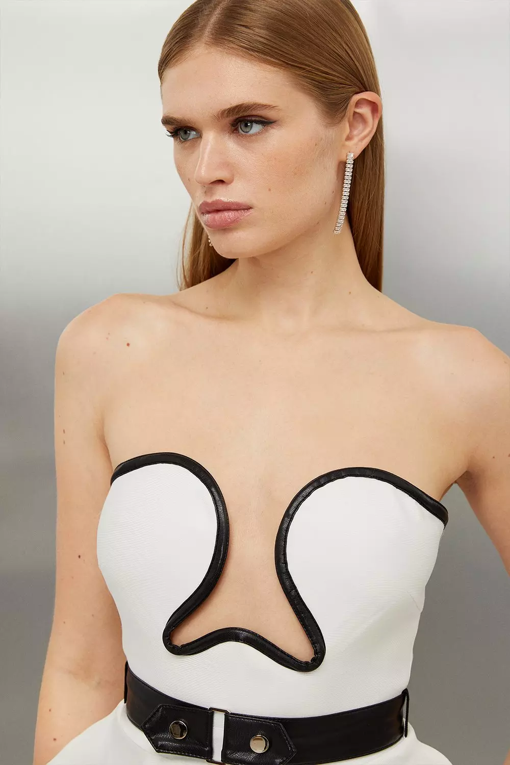 Mono Figure Form Bandage Corset Style Knit Peplum Top alternative image