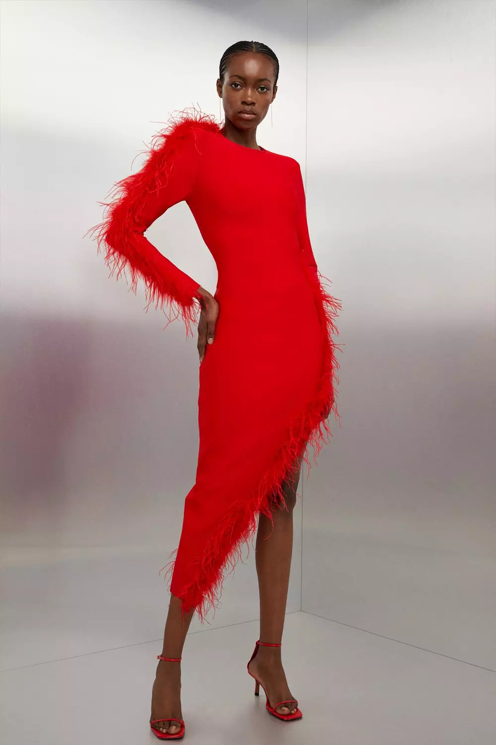 Midi feather dress hotsell