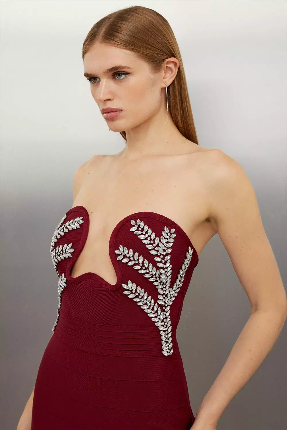 Figure Form Bandage Knit Corset Style Embellished Maxi Dress alternative image