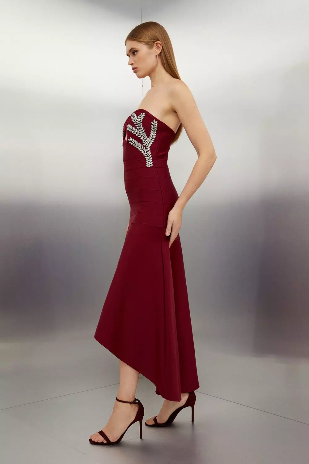 Figure Form Bandage Knit Corset Style Embellished Maxi Dress alternative image