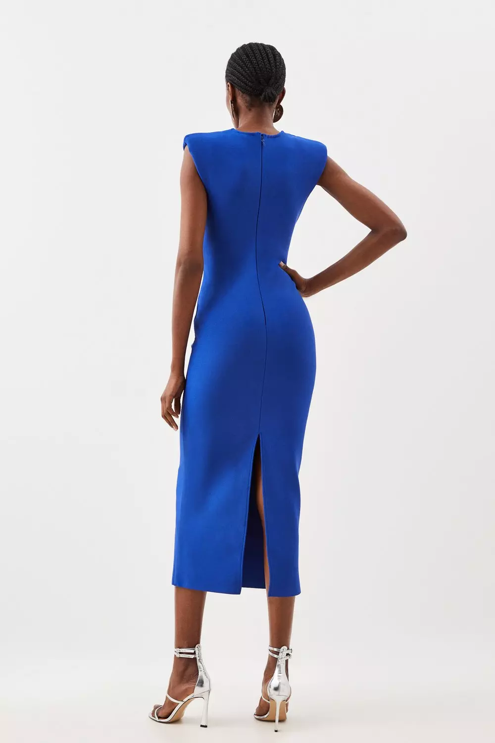 Figure Form Bandage Knit Shoulder Detail Midi Dress | Karen