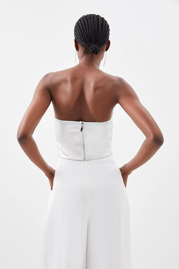 Figure Form Bandage Foiled Knit Corset Detail Top | Karen Millen Figure Form Bandage Foiled Knit Corset Detail Top | Karen Millen